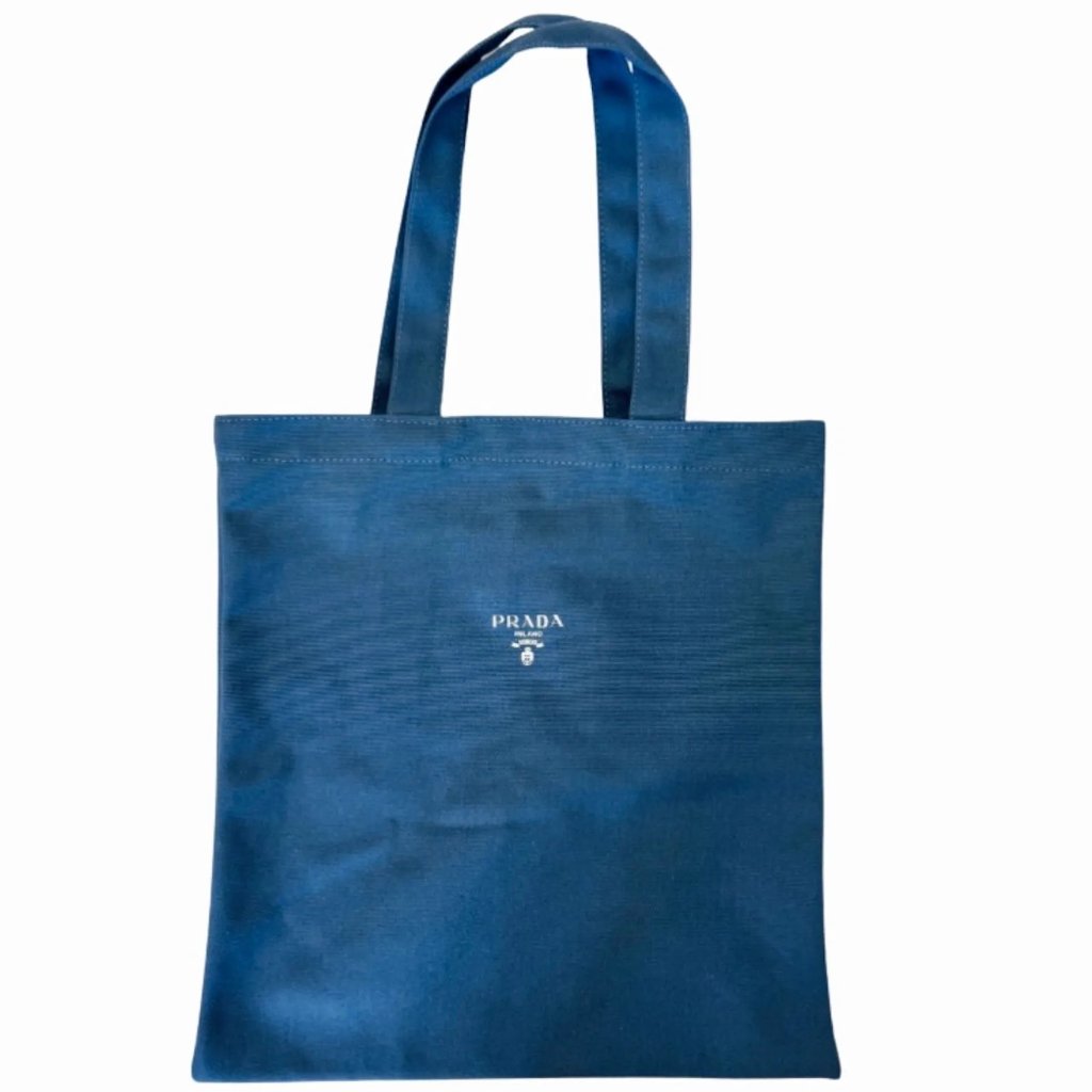 Prada Beauty Canvas Tote Blue